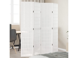 Biombo de 4 paneles de madera maciza de paulownia, blanco, Wsd800997 Lovely Home