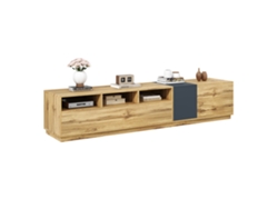 Mueble De Tv Moderno De 200 Cm Con Huecos Abiertos En Contraste Y Sistema De Gestión De Cables.