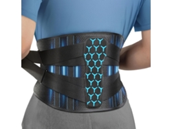 Cinturón de soporte lumbar para la espalda baja, alivia la ciática, con correas ajustables. Mdug (negro/azul G)