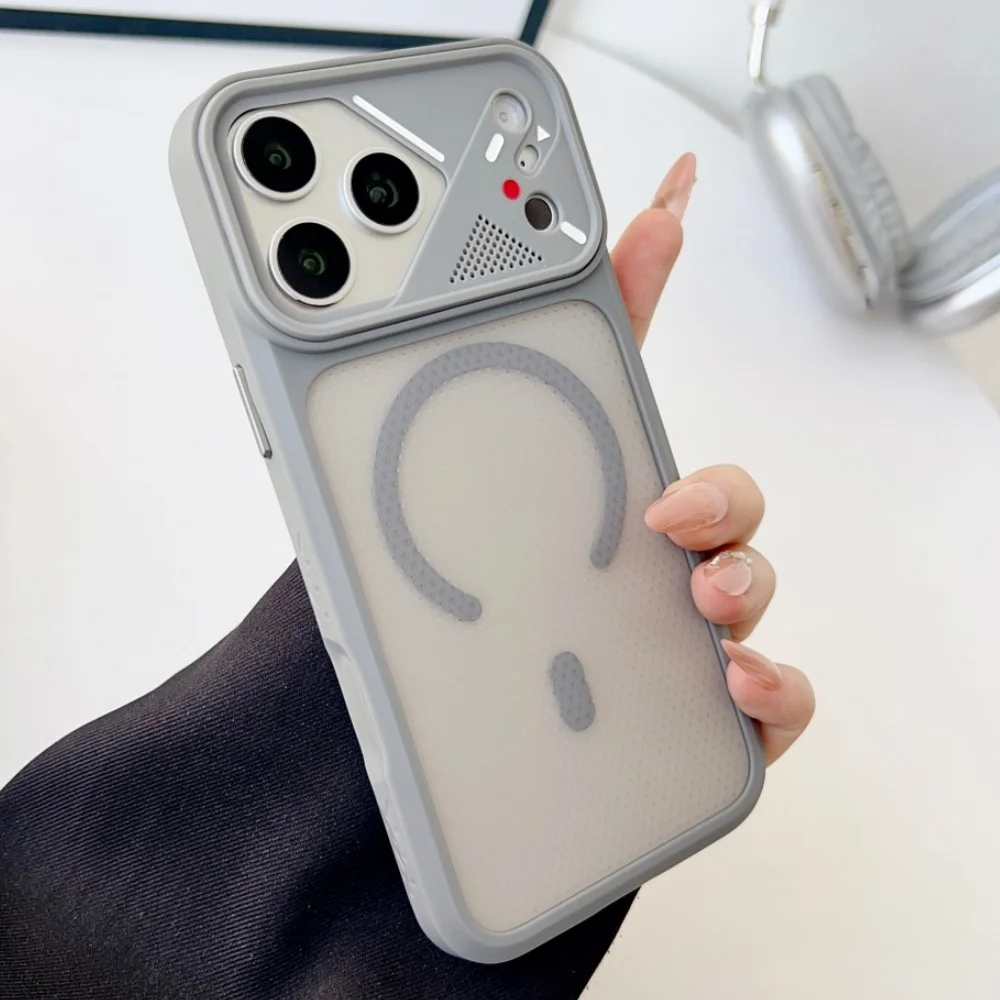 (iphone 14 Pro Gris) Funda Semitransparente Magsafe Con Protección De Borde Suave De Tpu A Prueba De Golpes.