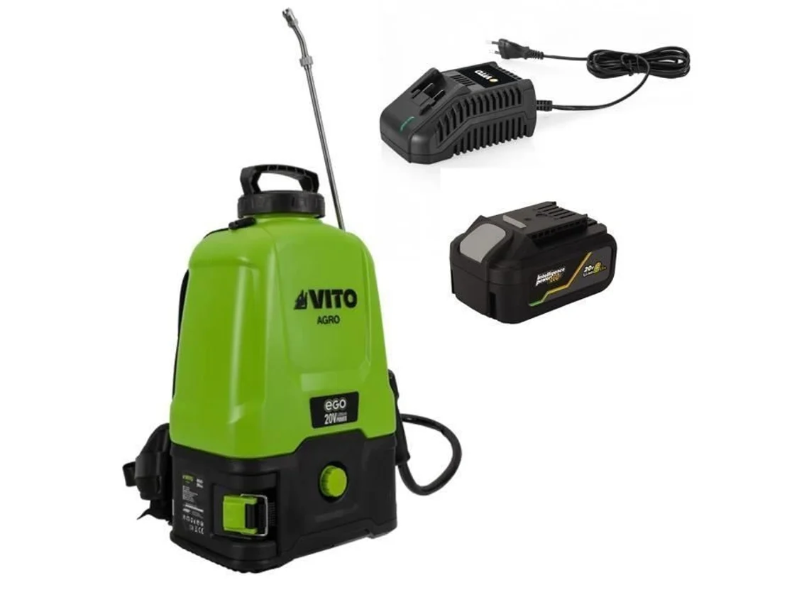 Pulverizador de Mochila Batería 20V 5 Barras Batería Litio 16L Cargador 4Ah Tratamiento de Riego VITO