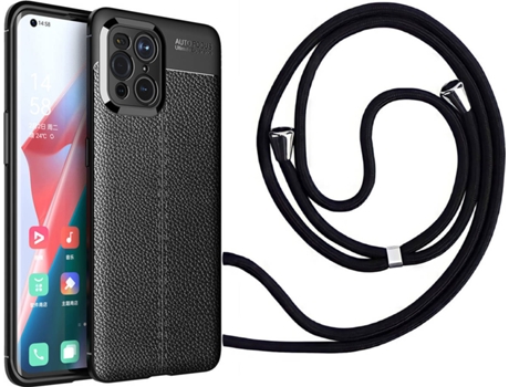 Funda Oppo Find X3 Rugged Leather con Collar Negro