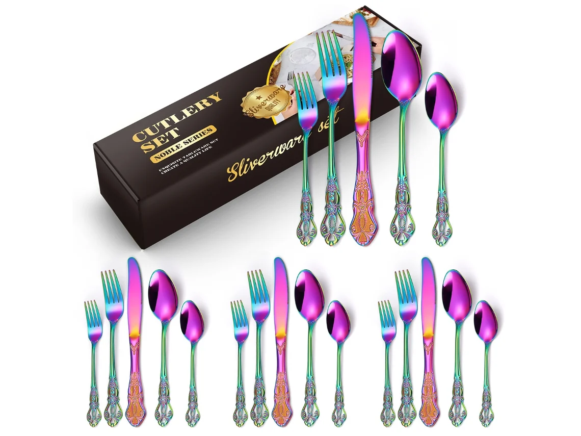 Conjunto de Talheres de Aço Inoxidável 20 Peças-Colorido GERTIZ