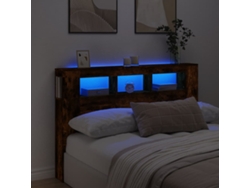 Cabecero Led Madera Ingeniería Roble Ahumado 160x18,5x103,5 Cm