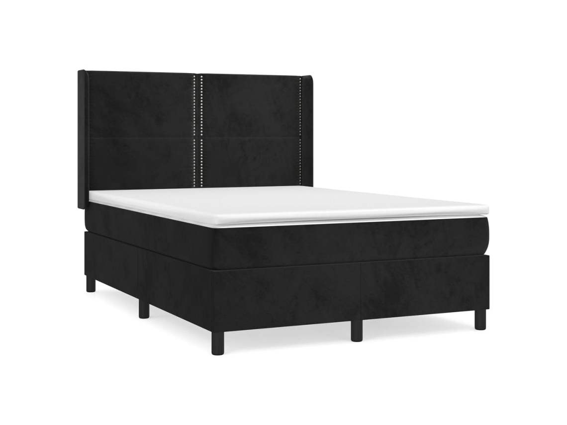 Maison Exclusive - Cama Box Spring Con Colchón Terciopelo Negro 140x190 Cm