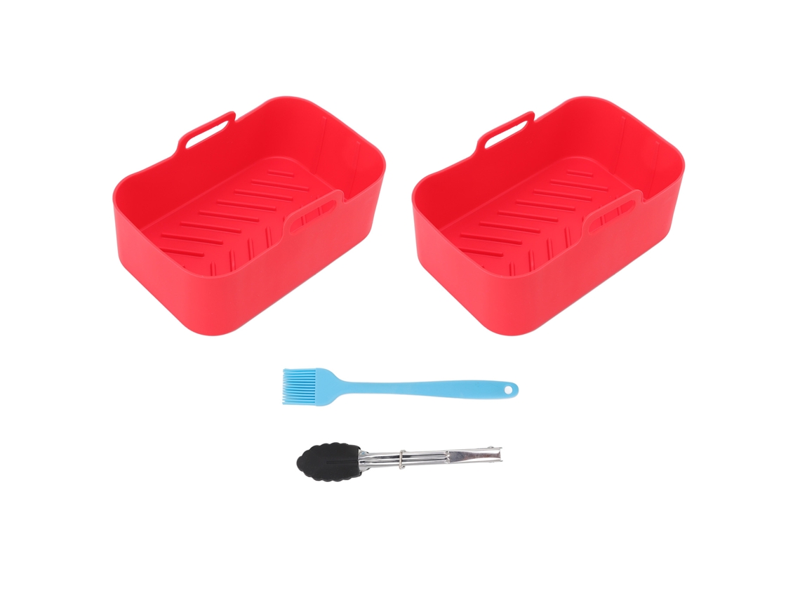 Sartén De Silicona Para Ninja Dz201 Foodi De 8 Cuartos Con Cepillo Y Clip, Accesorios De Cocina Rojos