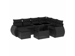 Maison Exclusive - Set De Sofás De Jardín 8 Piezas Y Cojines Ratán Sintético Negro