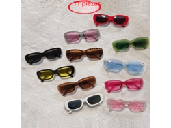 Juego de 11 gafas de sol de ciclismo cuadradas pequeñas retro para mujer con montura acrílica y protección UV400 MDUG
