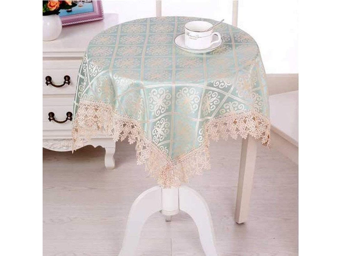 2026altiro-mantel Redondo, Encaje Floral Pequeño, Algodón Rectangular Grueso, 80x80cm