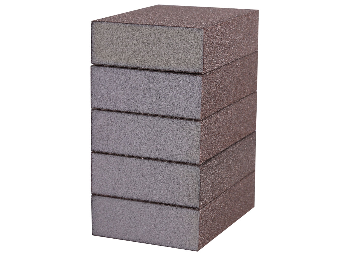 5 bloques de lijado de esponja con grano 120-180 para pulir muebles, metales, plásticos y madera.