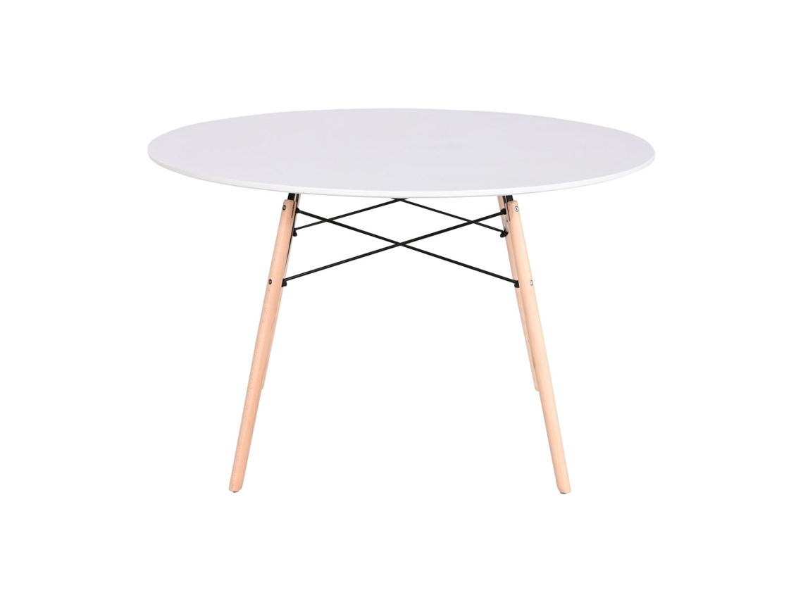 Mesa Redonda Comedor Mdf Abedul Blanco 120x120x74cm