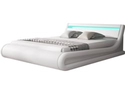 BEAUTIFUL MUEBLES Cama Parisina (Blanco - Polipiel - Compatible con colchón: 150x190 cm - con plataforma elevadora)