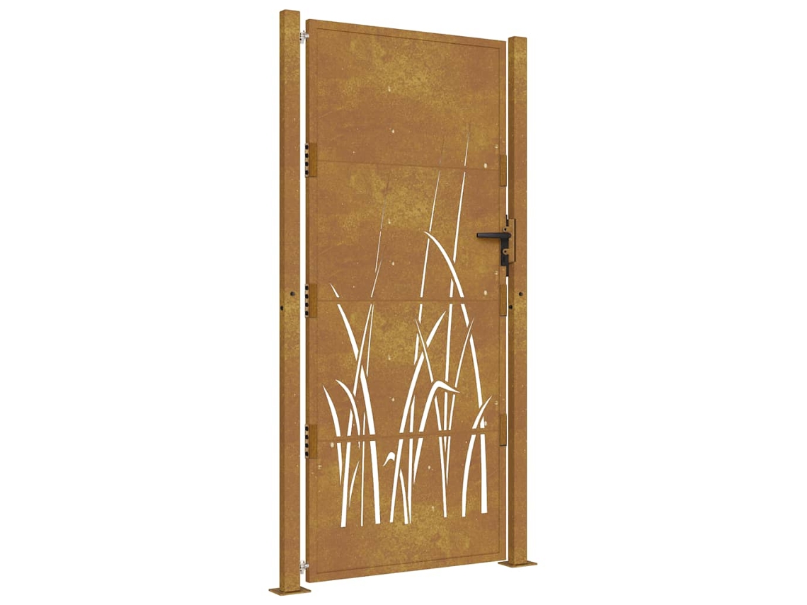 Maison Exclusive - Puerta De Jardín Acero Corten Diseño Hierba 100x175 Cm