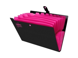 2026-carpeta A4 Plegable Com 12 Compartimentos E Guias, Resistente À Água, Cor Preta E Rosa, Para Escritório E Escola