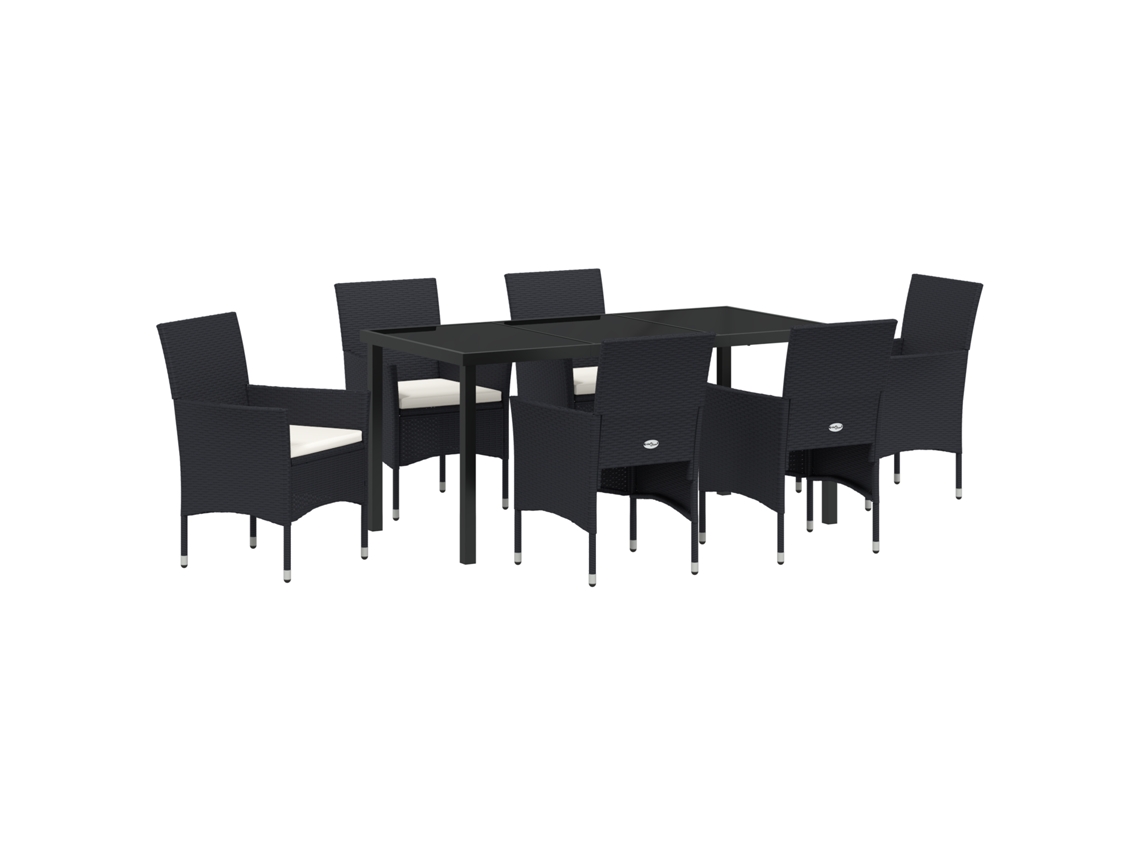 Conjunto de comedor de jardín Vidaxl de 7 piezas en mimbre negro