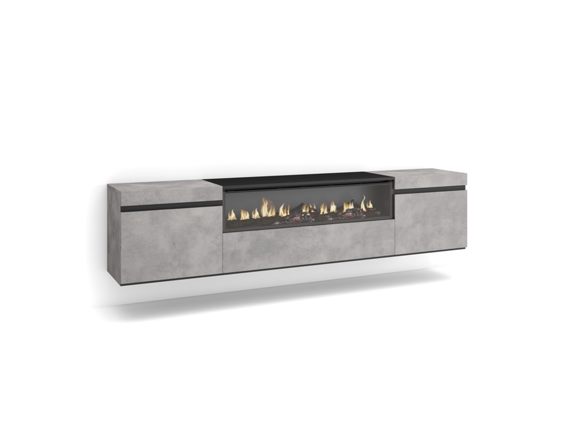 Mueble de TV SKRAUT HOME para TVs hasta 80'' (Gris - Melamina - 200x35x45 cm)