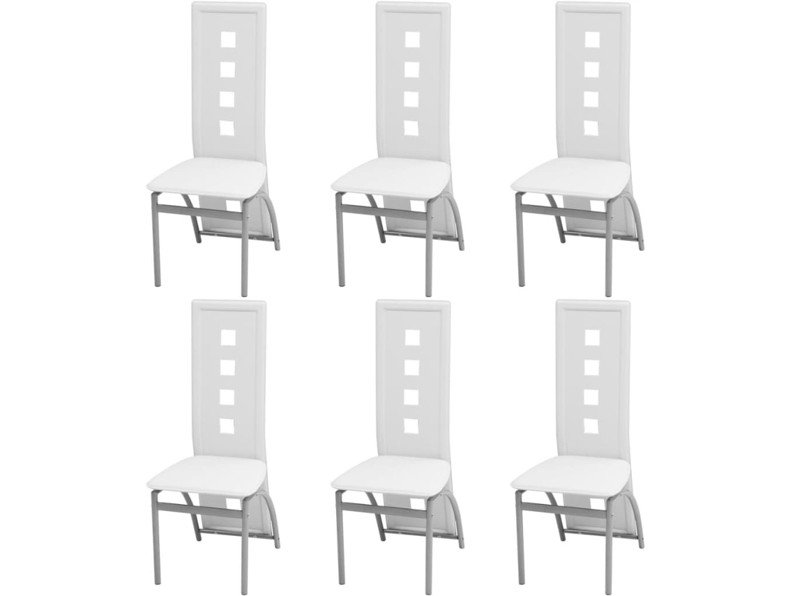 Conjunto 6 Cadeira de sala VIDAXL Branco Couro Artificial