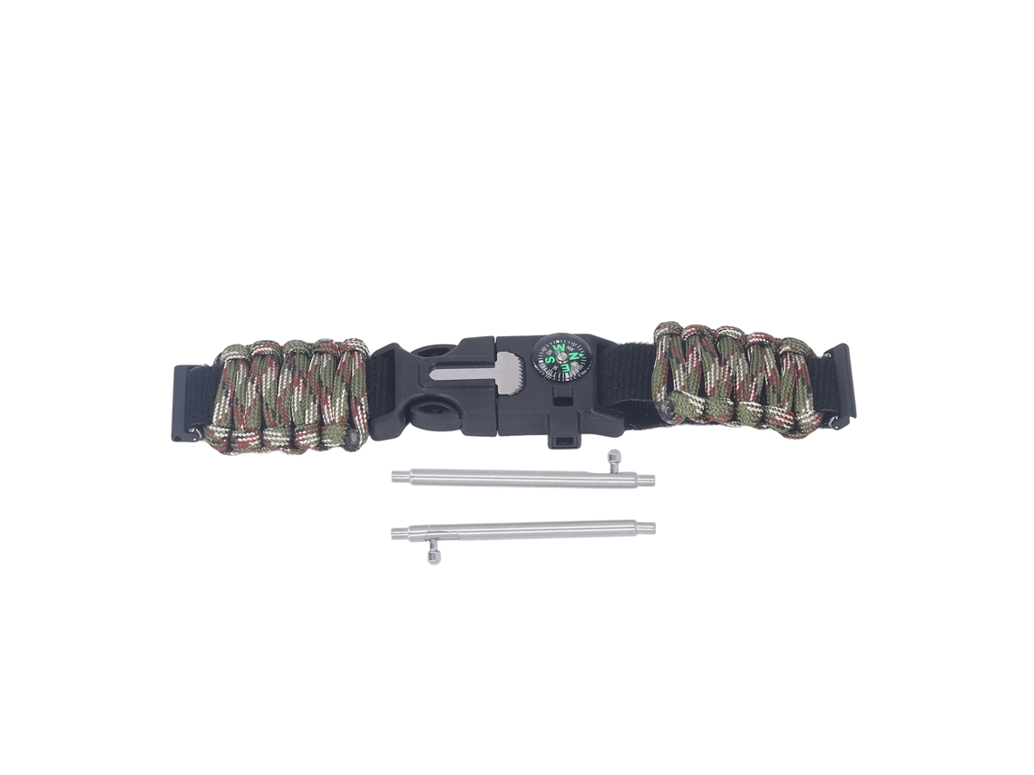 Pulsera De Supervivencia 6 En 1 De Paracord Con Brújula Para Suunto 7/9, Camuflaje Verde.