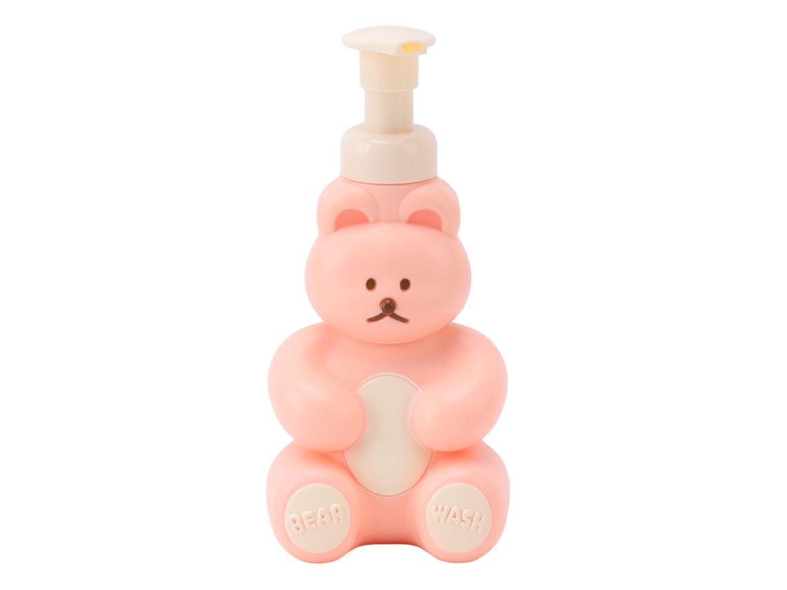 Botella Vacía De Jabón Líquido Con Forma De Oso Rosa Y Bomba Para Champú Y Acondicionador.
