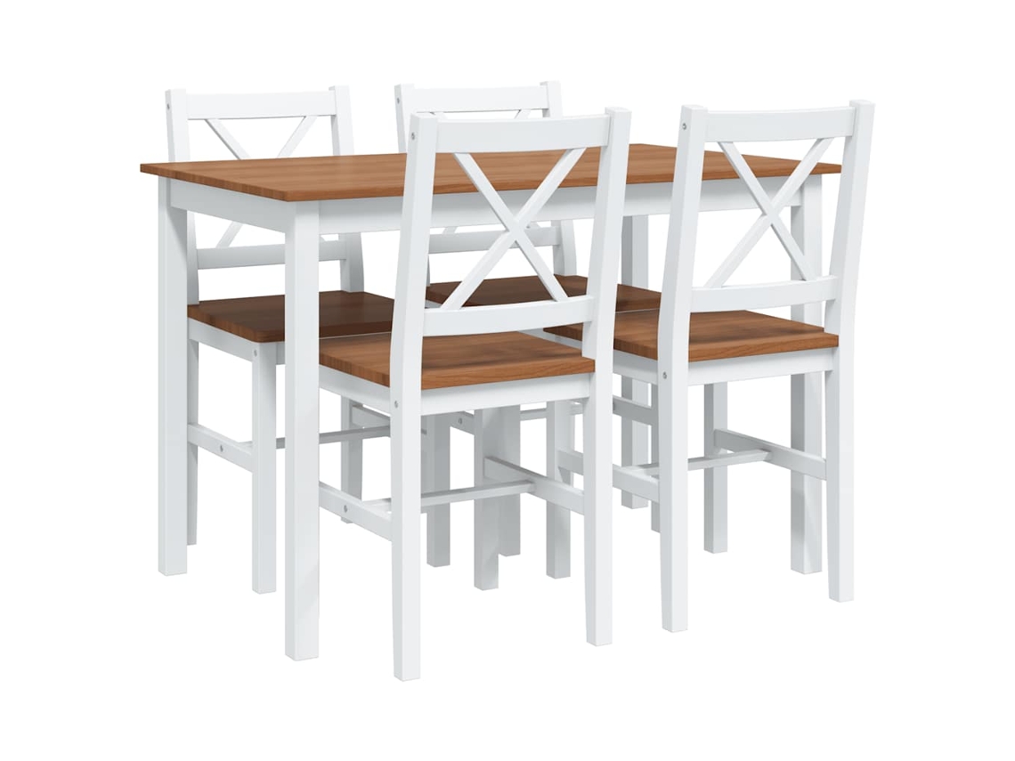 Maison Exclusive - Juego De Muebles De Comedor 5 Piezas Marrón Y Blanco
