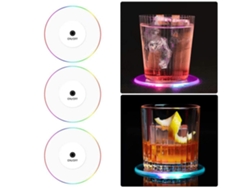 Yncm2026-3pcs Posavasos Led Luminosos De Cristal Acrílico Delgados Para Copas De Cóctel Bar Bartender