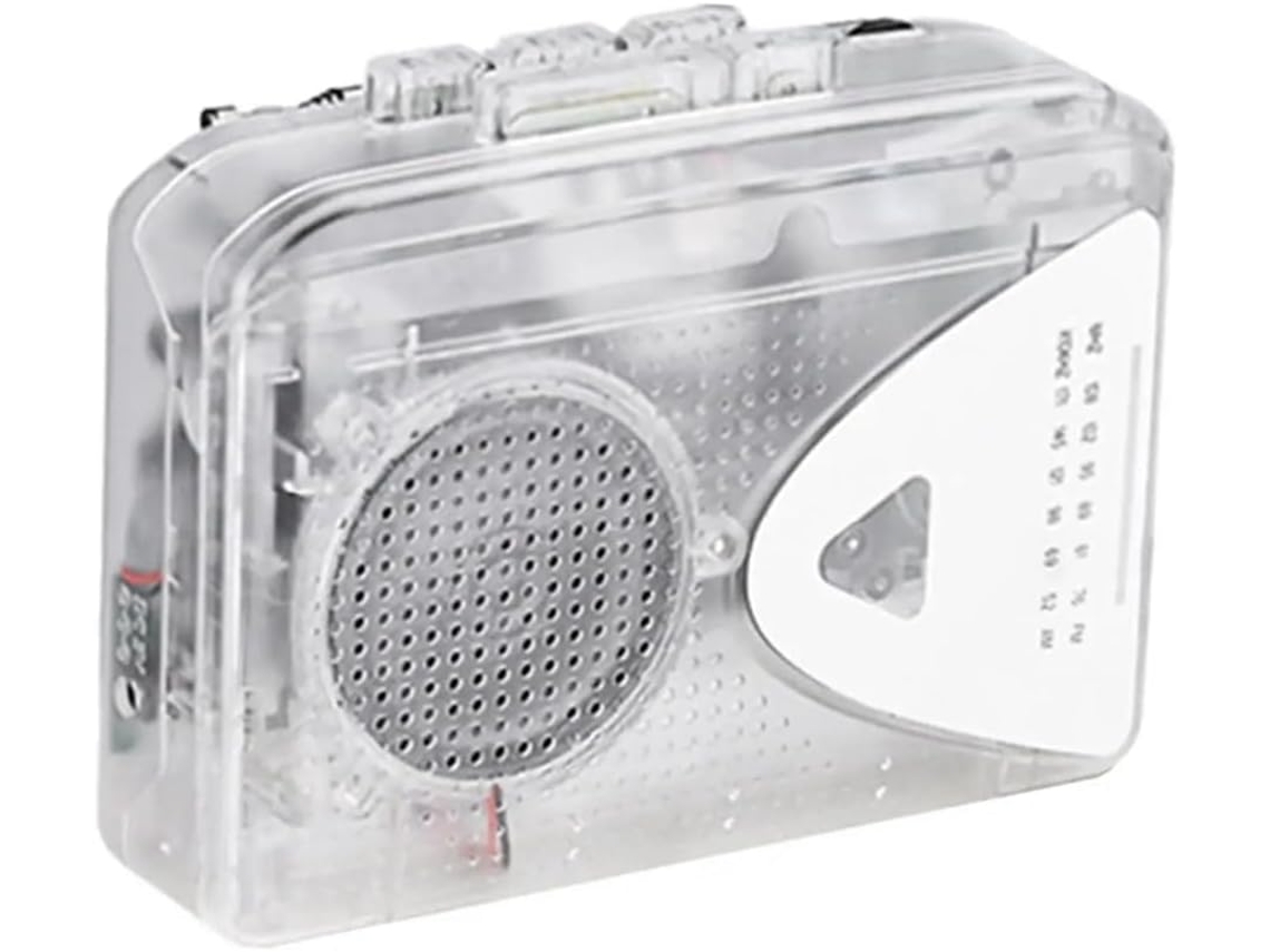 Reproductor De Casetes Transparente Con Radio Fm/am, Altavoz Externo Y Sonido Estéreo.