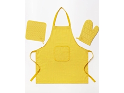 Delantal BENETTON y 3 Piezas Algodón (Amarillo - 30x26 cm)