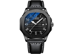 Reloj para Hombre con Correa de Cuero de Acero Inoxidable Resistente al Agua - Negro