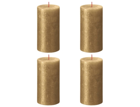 Bolsius Velas rústicas Shimmer 4 unidades dorado 130x68 mm