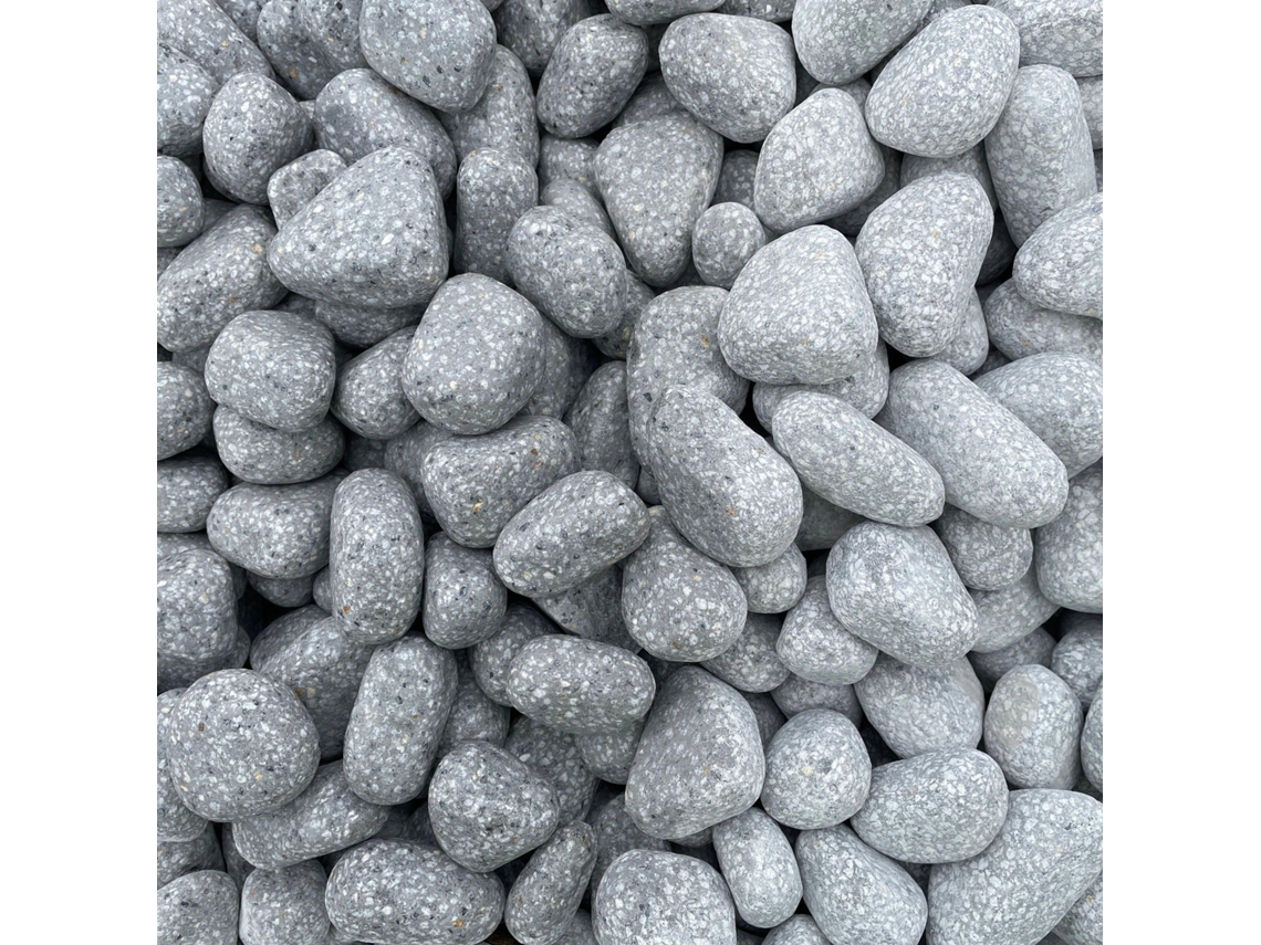 Guijarros laminados reciclados de color gris perla, bolsa de 20 kg / 10-50 mm