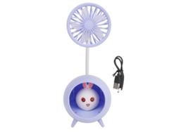 Lámpara De Escritorio Mini Led Con Ventilador Bonita Conejo Para Hogar Oficina Y Viajes Azul Real