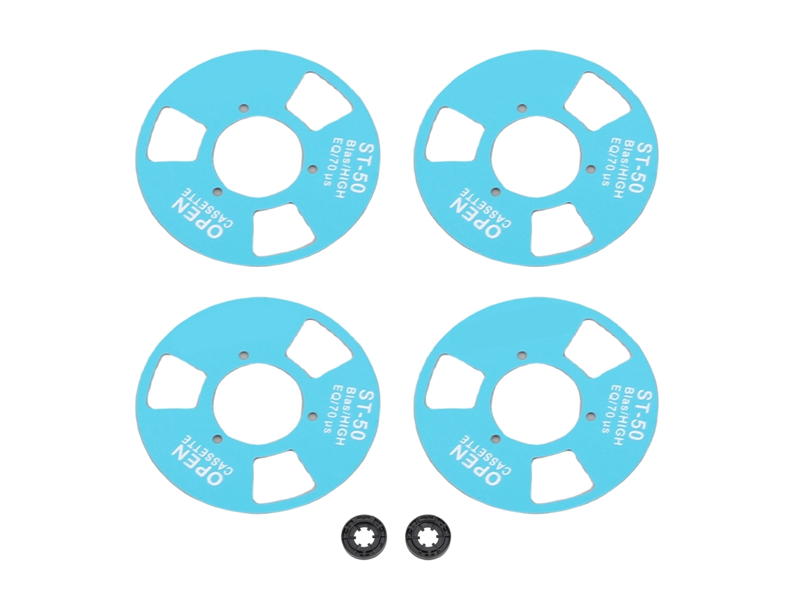 Cinta De Casete Metálica Profesional De Bobina Abierta Para Bricolaje, En Color Blanco, Con 4 Bobinas Y 2 Ruedas Para Grabación De Música - Azul