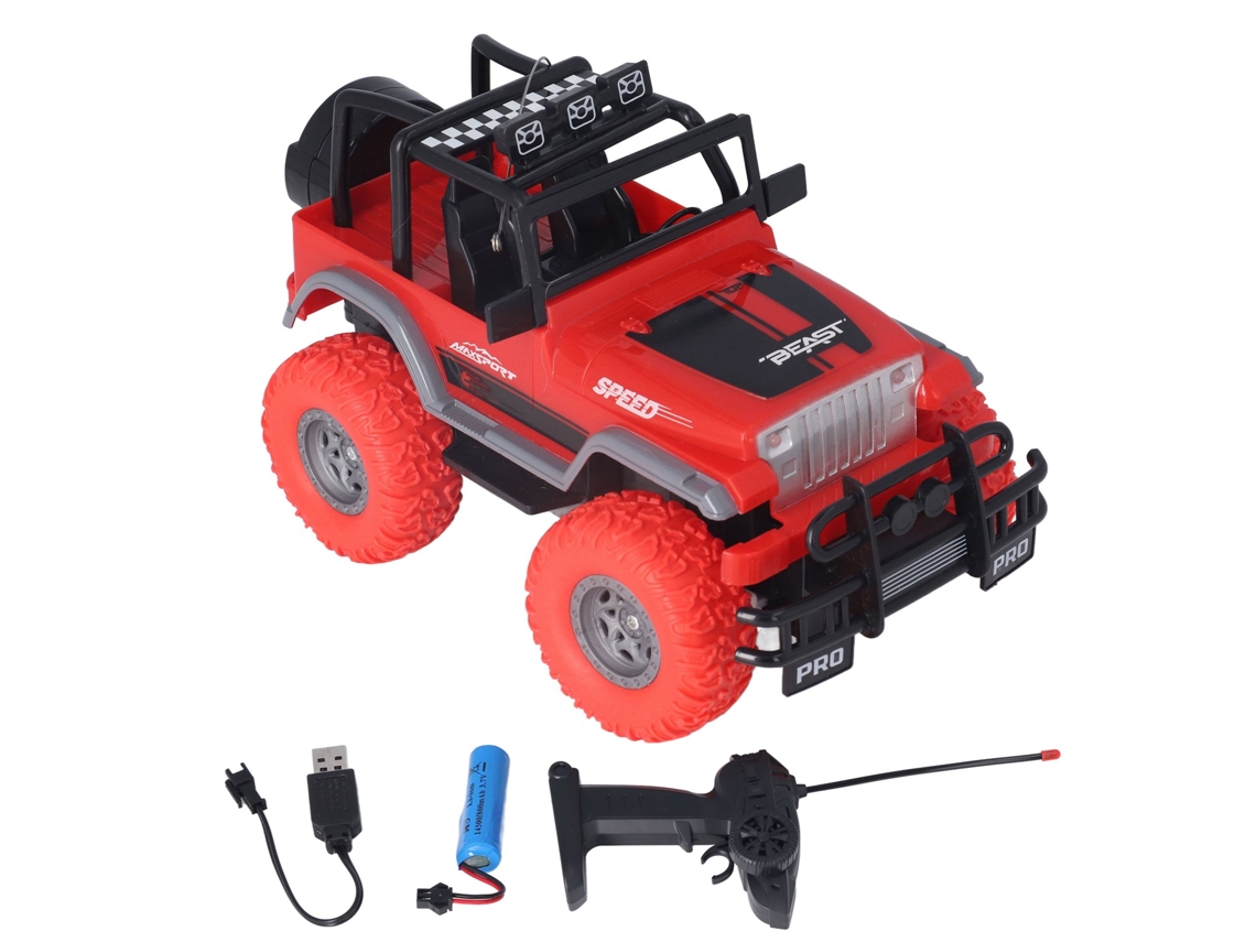 Ats-juguete De Coche De Control Remoto Off Road Recargable Escala 1:18 Con Luz Para Niños Rojo