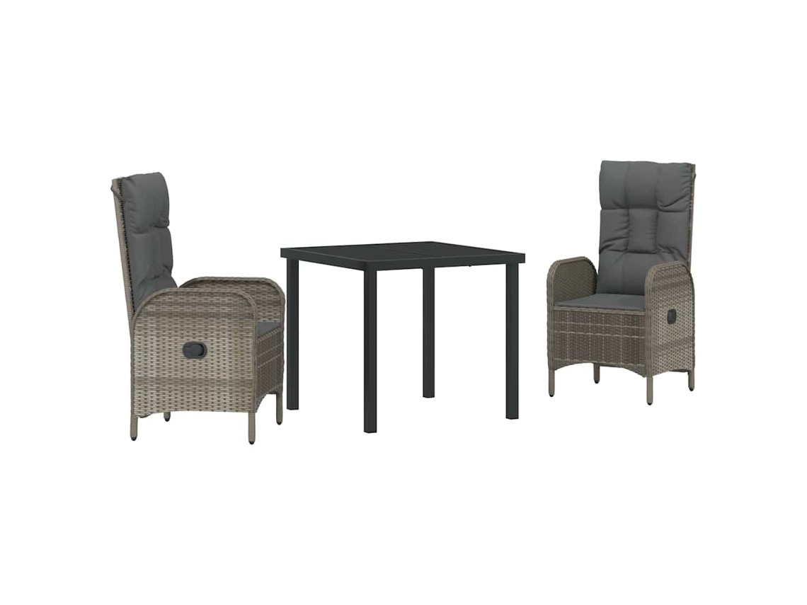 Maison Exclusive - Conjunto De Comedor De Jardín 3 Pcs Gris Ratán Sintético