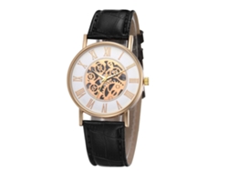 Reloj De Pulsera De Cuarzo Para Mujer Con Números Romanos, Informal Y Elegante, Negro.