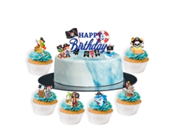 VVJIJILLY Topo De Bolo De Aventura Pirata, Vela Oceânica, Materiais Não Tóxicos, Palito De Dente Durável Para Aniversário De Menino, Aniversários Infantis, 27 P