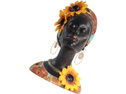 Figura De Mujer Africana En Resina De Girasol, Pequeña Escultura Tribal Decorativa.