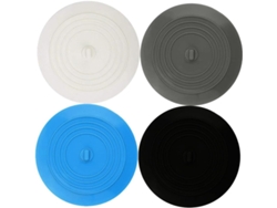 Juego de 4 filtros redondos de silicona para desagüe de fregadero, 15 cm de diámetro, fáciles de instalar, gris y negro. Vayotoy