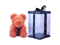Oso De Peluche Artificial Con Rosas, Caja De Regalo Y Luz, 25 Cm. Regalo Ideal Para El Día De San Valentín.