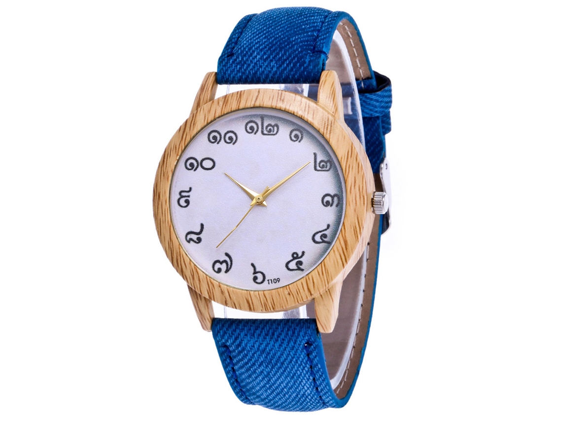 Reloj De Pulsera Casual De Cuarzo Zhoulianfa Con Correa Azul Estilo Vaquero Para Parejas.