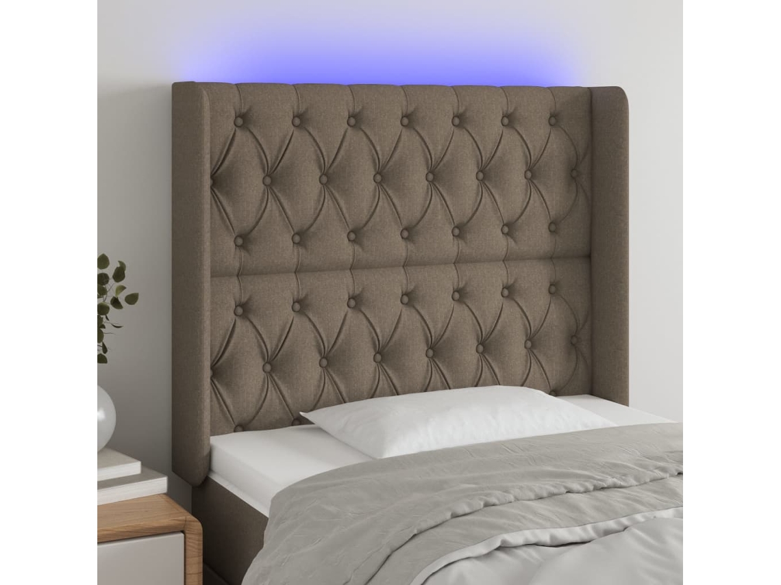 Cabecero Con Led De Tela Gris Taupe 93x16x118/128 Cm