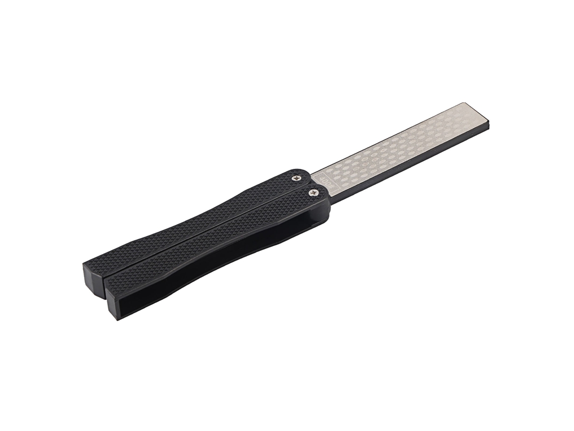 Afilador De Cuchillos Plegable Portátil De Doble Hoja Con Superficie Antideslizante De Diamante Negro.