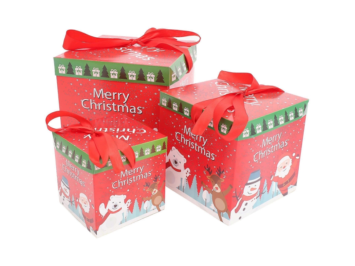 Juego de 3 cajas para regalos de fiesta, dulces, fiestas y regalos de Navidad - Hengjian