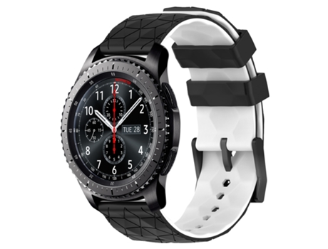 Correa de reloj inteligente para Samsung Gear S3 Frontier 22 mm Patrón de fútbol de silicona bicolor (negro + blanco)