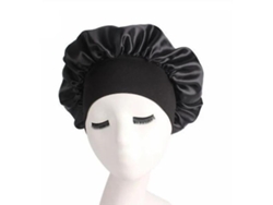 Rebe-máscara De Dormir Para Cabello Rosa Protectora Satén Elástica Para Mujeres Cuidado Nocturno Hasta 58 Cm Negro