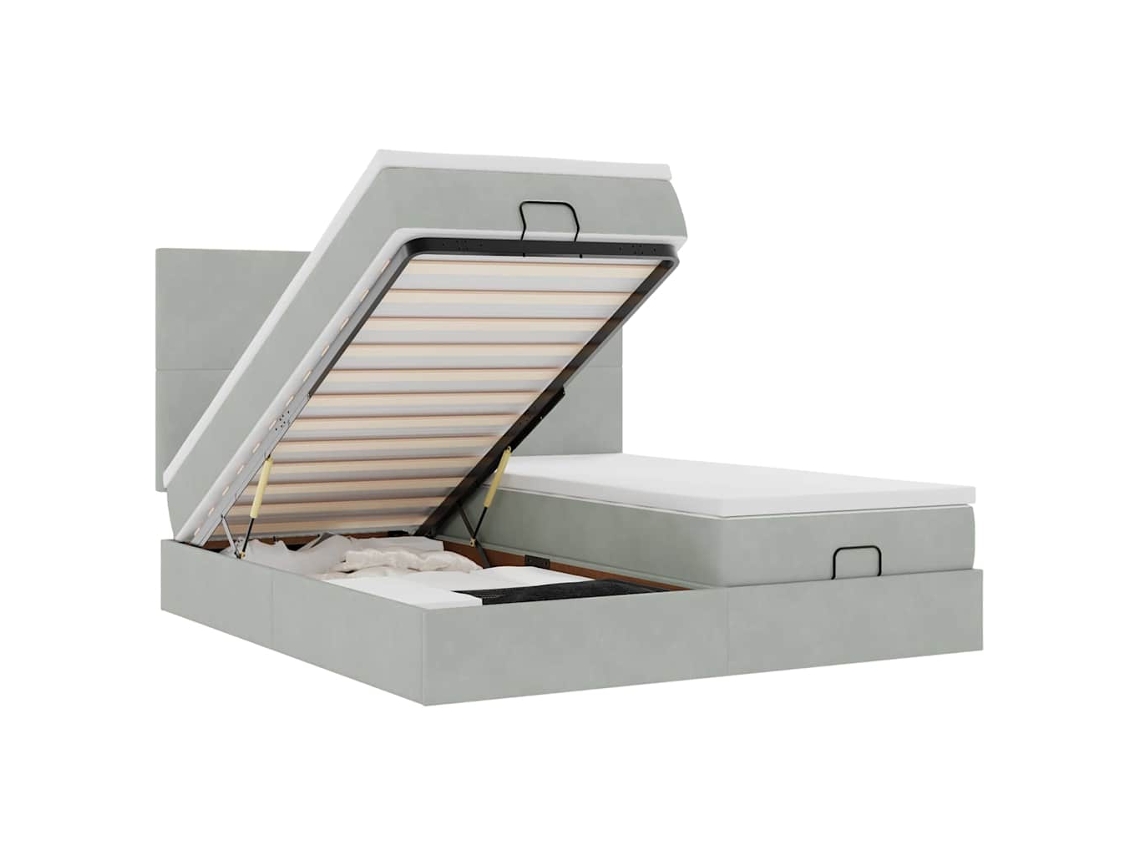 Maison Exclusive - Estructura Cama Otomana Colchones Terciopelo Gris Claro