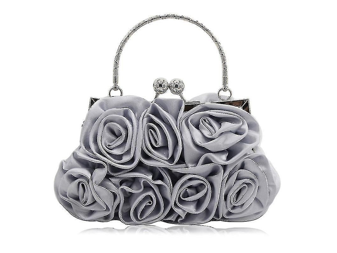 2026-bolsos De Noche Para Mujer Bolsos Florales De Seda Para Fiesta Con Flores De Rosa Bordadas A Mano