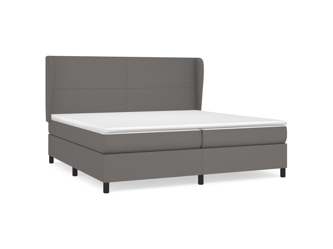 Maison Exclusive - Cama Box Spring Con Colchón Cuero Sintético Gris 200x200 Cm