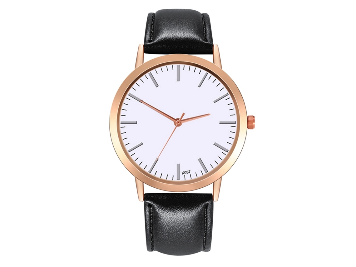 Elegante Reloj De Pulsera Para Mujer Con Cuarzo Negro Y Correa De Cuero.