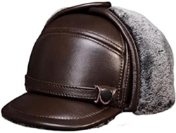 Casquette De Baseball En Cuir Vache Véritable Homme Con Doublure Fausse Fourrure – Plate D'hiver